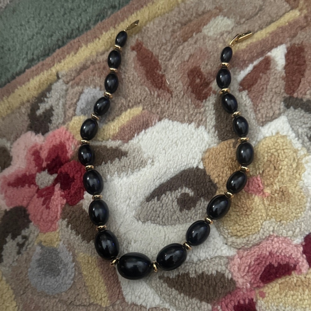 Elegant Black and Gold Beaded Necklace